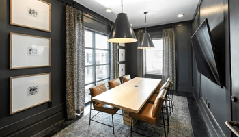 Business center with private conference rooms and work areas